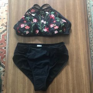 Embroidered High Waist Bikini